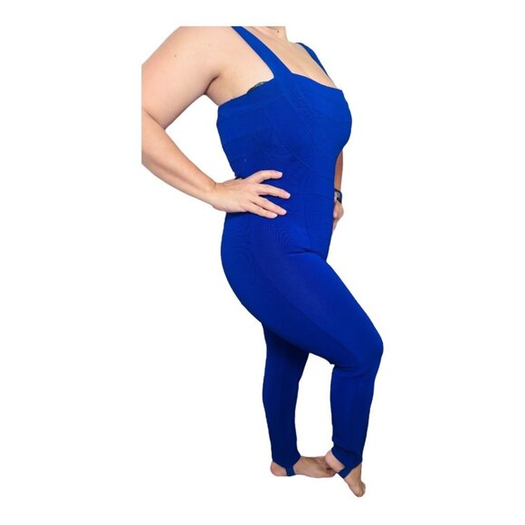 Vintage J.Harris Tadashi Royal Blue Womens Jumpsuit 1980s XS Polyester Stretch - Picture 10 of 11